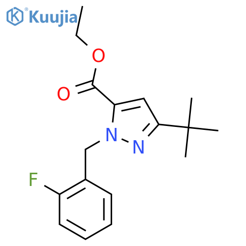 Ethyl 5-tert-butyl-2-[(2-fluorophenyl)methyl]pyrazole-3-carboxylate structure