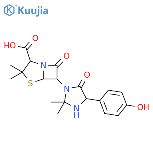 (2S,5R,6R)-6-(4-(4-hydroxyphenyl)-2,2-dimethyl-5-oxoimidazolidin-1-yl)-3,3-dimethyl-7-oxo-4-thia-1-azabicyclo[3.2.0]heptane-2-carboxylic acid structure
