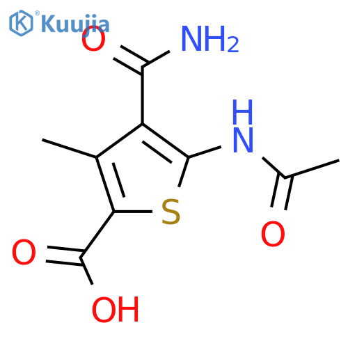 4-Carbamoyl-5-acetamido-3-methylthiophene-2-carboxylic acid structure