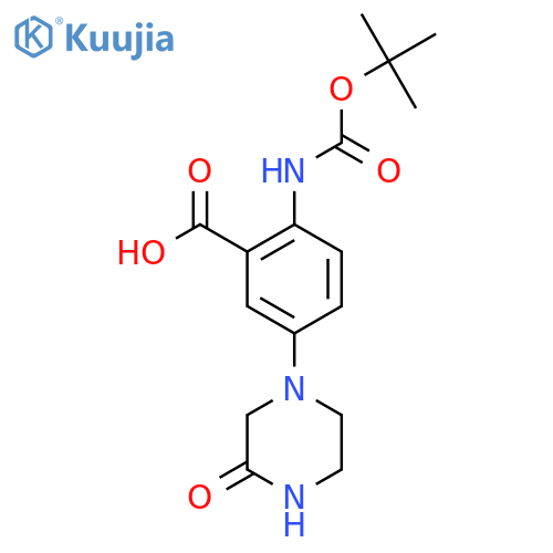2-{(tert-butoxy)carbonylamino}-5-(3-oxopiperazin-1-yl)benzoic acid structure