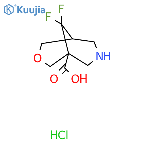 9,9-Difluoro-3-oxa-7-azabicyclo[3.3.1]nonane-1-carboxylic acid hydrochloride structure