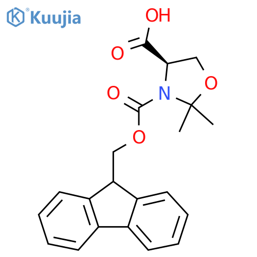 (4R)-3-{[(9H-fluoren-9-yl)methoxy]carbonyl}-2,2-dimethyl-1,3-oxazolidine-4-carboxylic acid structure