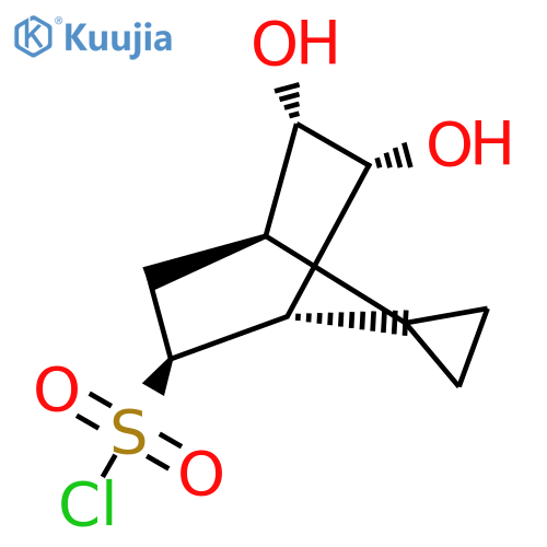 rac-(1R,3S,4S,5R,6S)-5,6-dihydroxyspirobicyclo2.2.1heptane-7,1'-cyclopropane-3-sulfonyl chloride structure