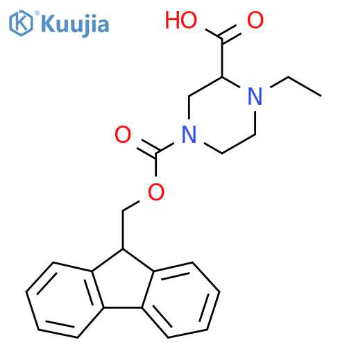 1-ethyl-4-{[(9H-fluoren-9-yl)methoxy]carbonyl}piperazine-2-carboxylic acid structure