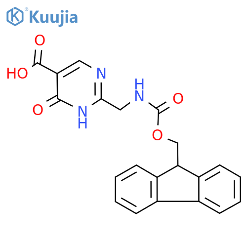 2-({(9H-fluoren-9-yl)methoxycarbonyl}amino)methyl-4-hydroxypyrimidine-5-carboxylic acid structure