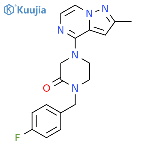 1-(4-fluorophenyl)methyl-4-{2-methylpyrazolo1,5-apyrazin-4-yl}piperazin-2-one structure