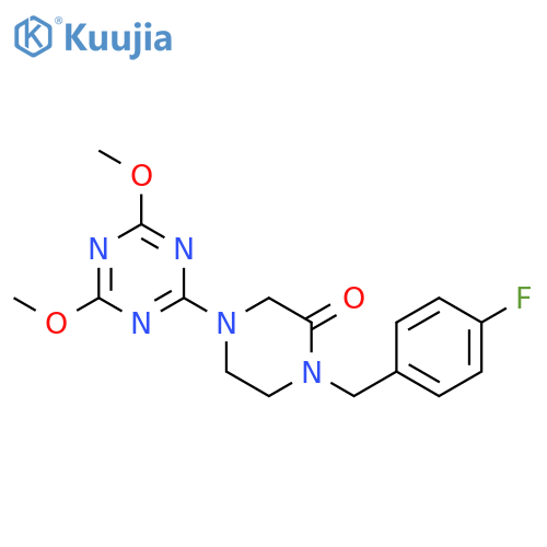 4-(4,6-dimethoxy-1,3,5-triazin-2-yl)-1-[(4-fluorophenyl)methyl]piperazin-2-one structure