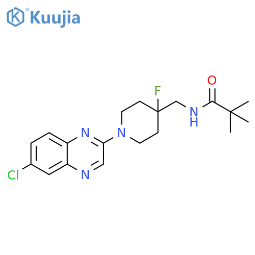 N-{[1-(6-chloroquinoxalin-2-yl)-4-fluoropiperidin-4-yl]methyl}-2,2-dimethylpropanamide structure
