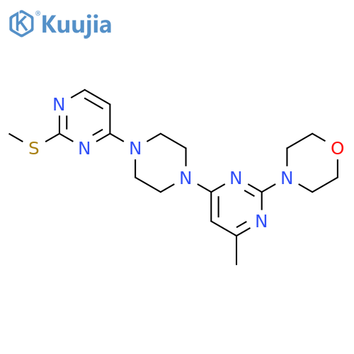 4-(4-methyl-6-{4-[2-(methylsulfanyl)pyrimidin-4-yl]piperazin-1-yl}pyrimidin-2-yl)morpholine structure