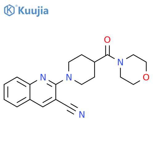 2-[4-(morpholine-4-carbonyl)piperidin-1-yl]quinoline-3-carbonitrile structure
