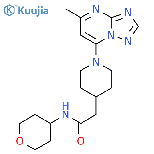 2-(1-{5-methyl-[1,2,4]triazolo[1,5-a]pyrimidin-7-yl}piperidin-4-yl)-N-(oxan-4-yl)acetamide structure