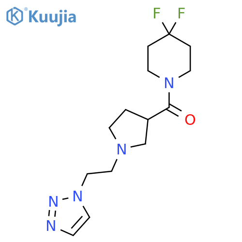 4,4-difluoro-1-{1-[2-(1H-1,2,3-triazol-1-yl)ethyl]pyrrolidine-3-carbonyl}piperidine structure