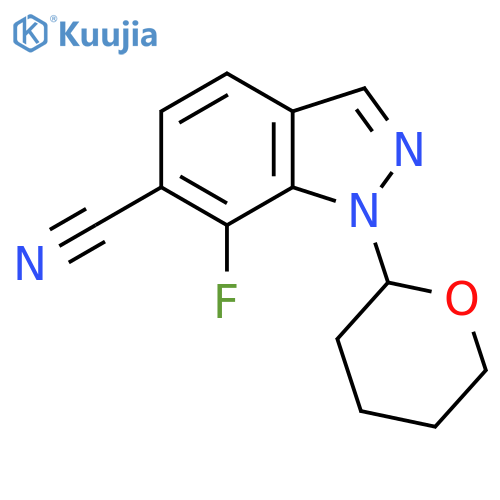 7-Fluoro-1-tetrahydropyran-2-yl-indazole-6-carbonitrile structure