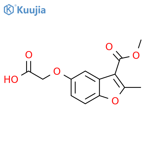 2-{3-(methoxycarbonyl)-2-methyl-1-benzofuran-5-yloxy}acetic acid structure