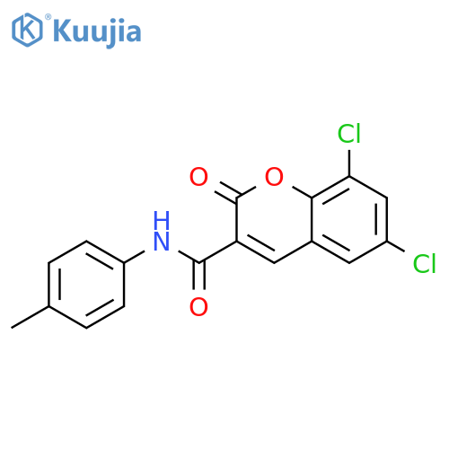 6,8-dichloro-N-(4-methylphenyl)-2-oxo-2H-chromene-3-carboxamide structure