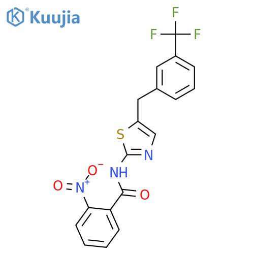 2-nitro-N-(5-{3-(trifluoromethyl)phenylmethyl}-1,3-thiazol-2-yl)benzamide structure