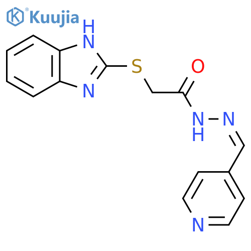 2-(1H-1,3-benzodiazol-2-ylsulfanyl)-N'-(1Z)-(pyridin-4-yl)methylideneacetohydrazide structure