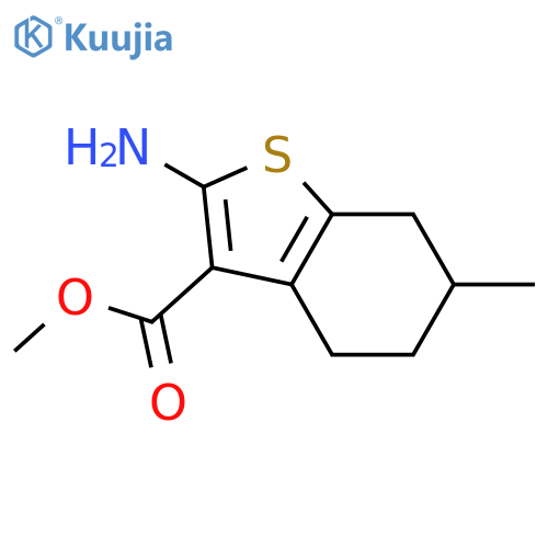 methyl 2-amino-6-methyl-4,5,6,7-tetrahydro-1-benzothiophene-3-carboxylate structure