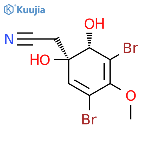 2,4-Cyclohexadiene-1-acetonitrile,3,5-dibromo-1,6-dihydroxy-4-methoxy-, (1R,6S)- structure