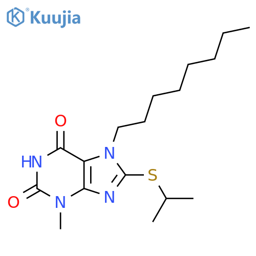 3-methyl-7-octyl-8-(propan-2-ylsulfanyl)-2,3,6,7-tetrahydro-1H-purine-2,6-dione structure