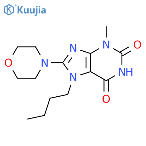 7-butyl-3-methyl-8-(morpholin-4-yl)-2,3,6,7-tetrahydro-1H-purine-2,6-dione structure