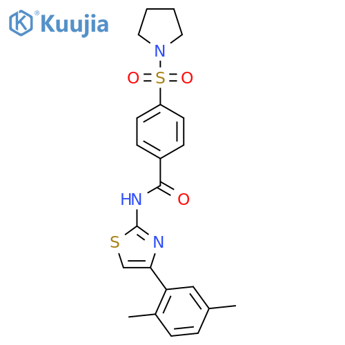 N-4-(2,5-dimethylphenyl)-1,3-thiazol-2-yl-4-(pyrrolidine-1-sulfonyl)benzamide structure