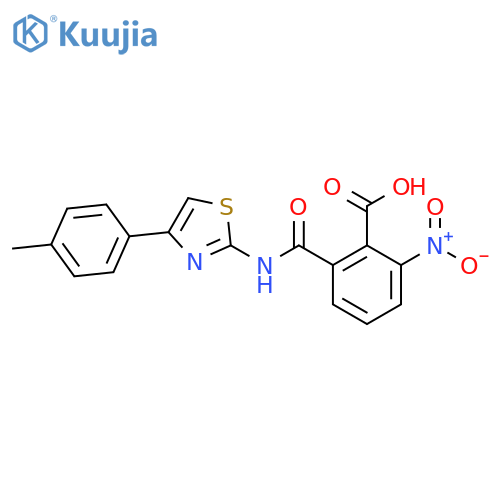 2-{4-(4-methylphenyl)-1,3-thiazol-2-ylcarbamoyl}-6-nitrobenzoic acid structure
