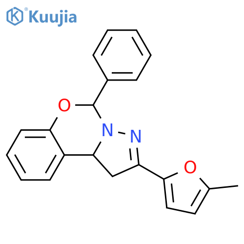 4-(5-methylfuran-2-yl)-7-phenyl-8-oxa-5,6-diazatricyclo7.4.0.0^{2,6}trideca-1(9),4,10,12-tetraene structure
