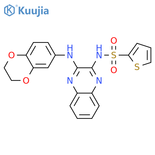 N-{3-[(2,3-dihydro-1,4-benzodioxin-6-yl)amino]quinoxalin-2-yl}thiophene-2-sulfonamide structure