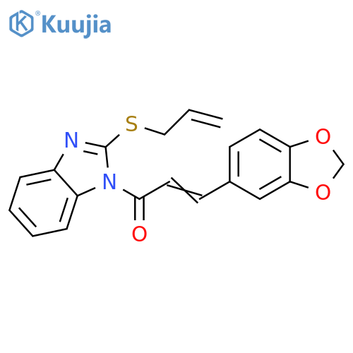 (2E)-3-(2H-1,3-benzodioxol-5-yl)-1-2-(prop-2-en-1-ylsulfanyl)-1H-1,3-benzodiazol-1-ylprop-2-en-1-one structure