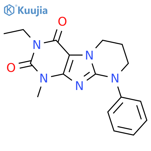 3-ethyl-1-methyl-9-phenyl-7,8-dihydro-6H-purino[7,8-a]pyrimidine-2,4-dione structure