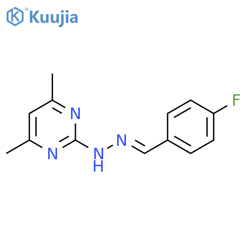 2-(E)-2-(4-fluorophenyl)methylidenehydrazin-1-yl-4,6-dimethylpyrimidine structure