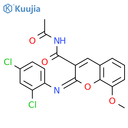 (2Z)-N-acetyl-2-(2,4-dichlorophenyl)imino-8-methoxy-2H-chromene-3-carboxamide structure