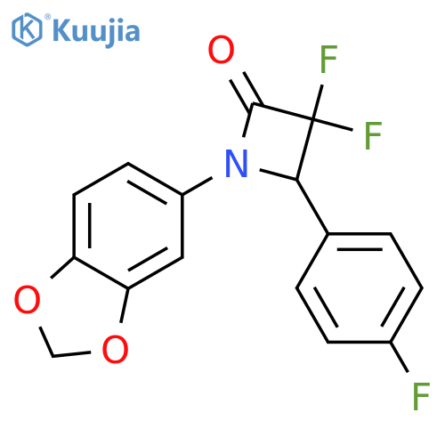 1-(1,3-Benzodioxol-5-yl)-3,3-difluoro-4-(4-fluorophenyl)-2-azetidinone structure