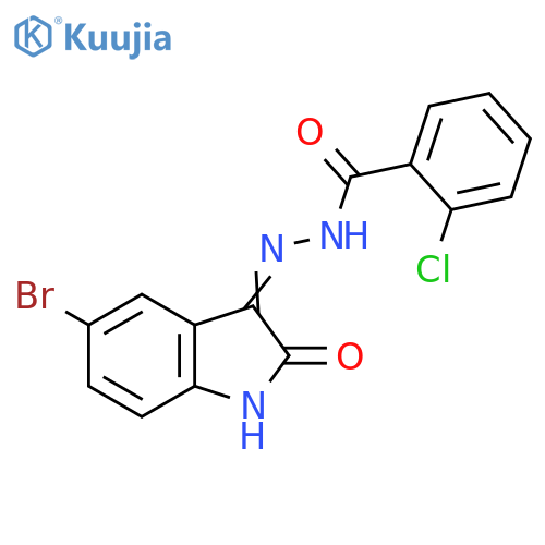 Benzoic acid, 2-chloro-, 2-(5-bromo-1,2-dihydro-2-oxo-3H-indol-3-ylidene)hydrazide structure