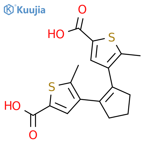 4-2-(5-carboxy-2-methylthiophen-3-yl)cyclopent-1-en-1-yl-5-methylthiophene-2-carboxylic acid structure