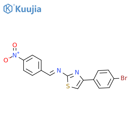 (E)-N-[4-(4-bromophenyl)-1,3-thiazol-2-yl]-1-(4-nitrophenyl)methanimine structure