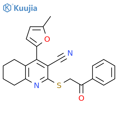 4-(5-methylfuran-2-yl)-2-(2-oxo-2-phenylethyl)sulfanyl-5,6,7,8-tetrahydroquinoline-3-carbonitrile structure