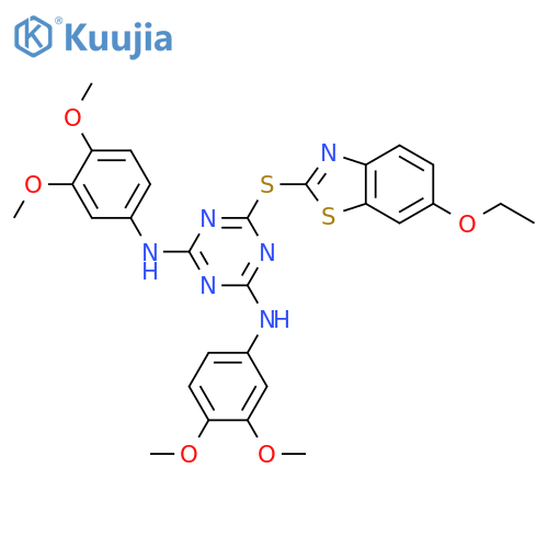 <br>N,N'-Bis-(3,4-dimethoxy-phenyl)-6-(6-ethoxy-benzothiazol-2-ylsulfanyl)-[1,3 ,5]triazine-2,4-diamine structure
