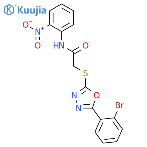 <br>2-[5-(2-Bromo-phenyl)-[1,3,4]oxadiazol-2-ylsulfanyl]-N-(2-nitro-phenyl)-ace tamide structure