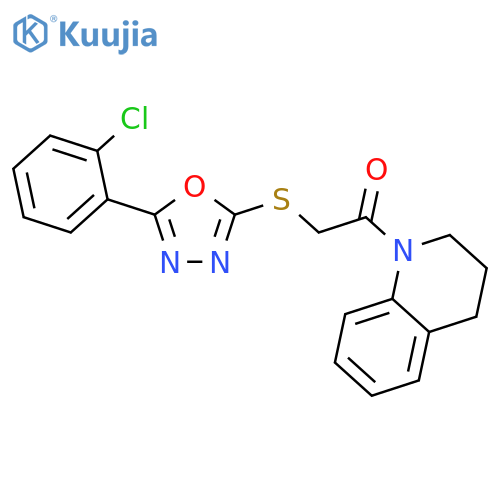 2-{5-(2-chlorophenyl)-1,3,4-oxadiazol-2-ylsulfanyl}-1-(1,2,3,4-tetrahydroquinolin-1-yl)ethan-1-one structure