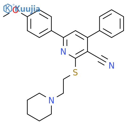 <br>6-(4-Methoxy-phenyl)-4-phenyl-2-(2-piperidin-1-yl-ethylsulfanyl)-nicotinoni trile structure