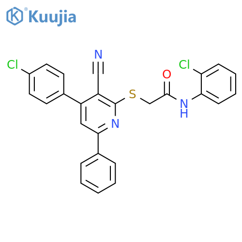 <br>N-(2-Chloro-phenyl)-2-[4-(4-chloro-phenyl)-3-cyano-6-phenyl-pyridin-2-ylsul fanyl]-acetamide structure