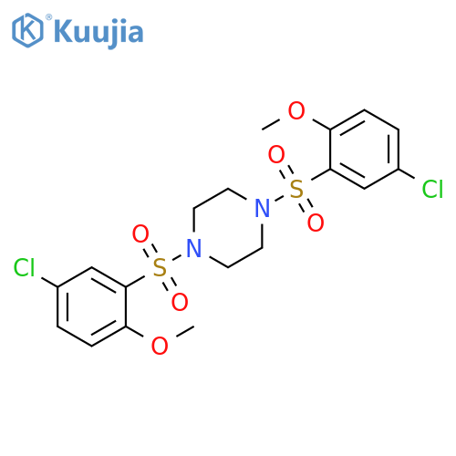 1,4-bis(5-chloro-2-methoxybenzenesulfonyl)piperazine structure