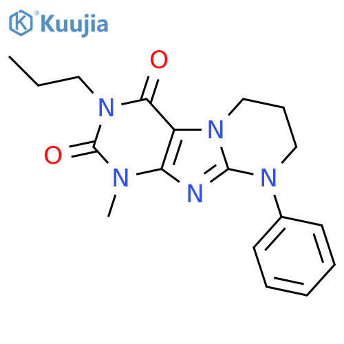1-methyl-9-phenyl-3-propyl-1H,2H,3H,4H,6H,7H,8H,9H-pyrimido1,2-gpurine-2,4-dione structure