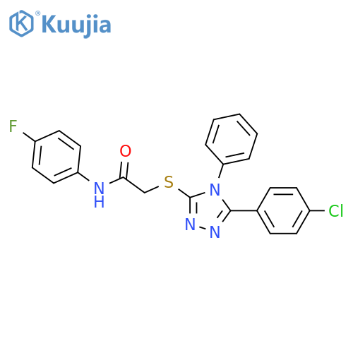 <br>2-((5-(4-chlorophenyl)-4-phenyl-4H-1,2,4-triazol-3-yl)thio)-N-(4-fluorophen yl)acetamide structure