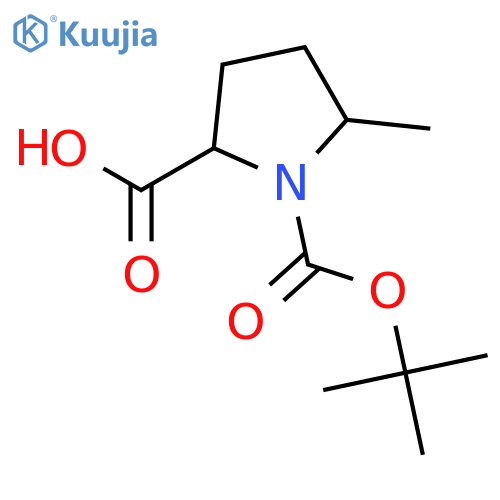 (2S,5S)-1-[(tert-butoxy)carbonyl]-5-methylpyrrolidine-2-carboxylic acid structure