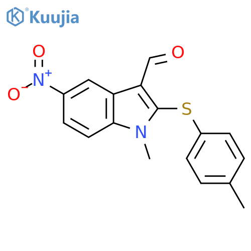 1H-Indole-3-carboxaldehyde, 1-methyl-2-[(4-methylphenyl)thio]-5-nitro- structure