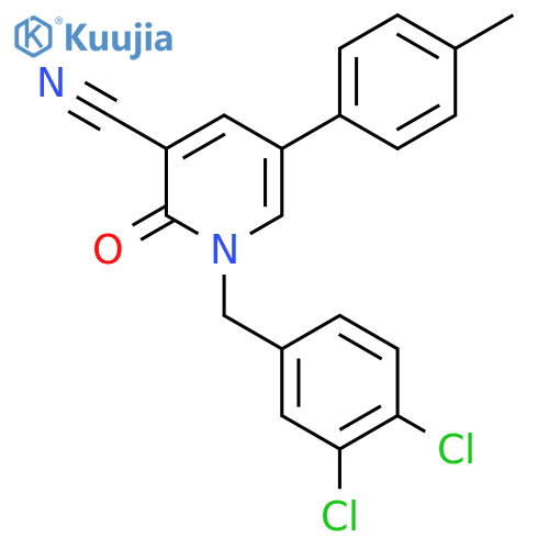 1-(3,4-DICHLOROBENZYL)-5-(4-METHYLPHENYL)-2-OXO-1,2-DIHYDRO-3-PYRIDINECARBONITRILE structure