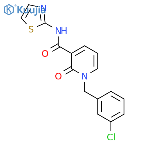1-[(3-Chlorophenyl)methyl]-2-oxo-N-(1,3-thiazol-2-yl)-1,2-dihydropyridine-3-carboxamide structure